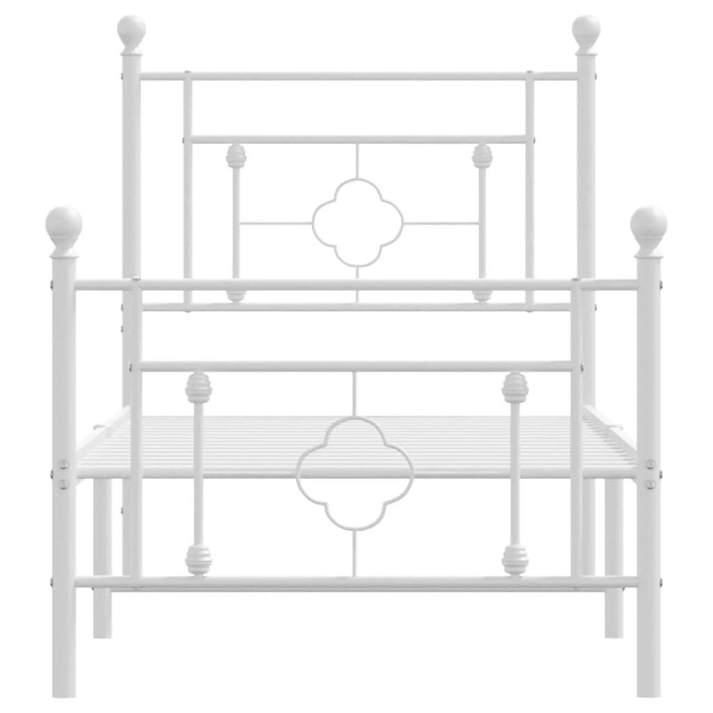 vidaXL Cadre de lit métal sans matelas avec pied de lit blanc 75x190cm