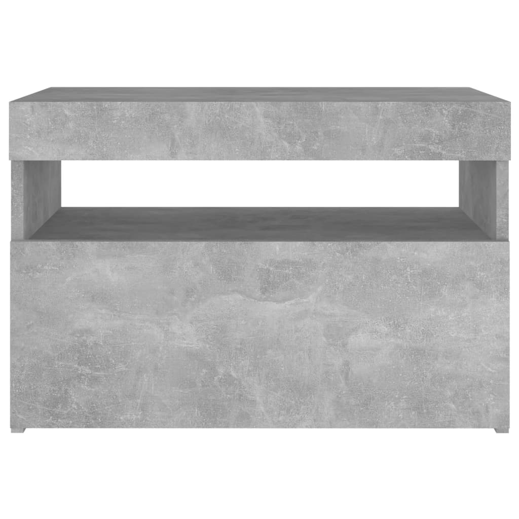 vidaXL Table de chevet avec lumières LED gris béton 60x35x40 cm