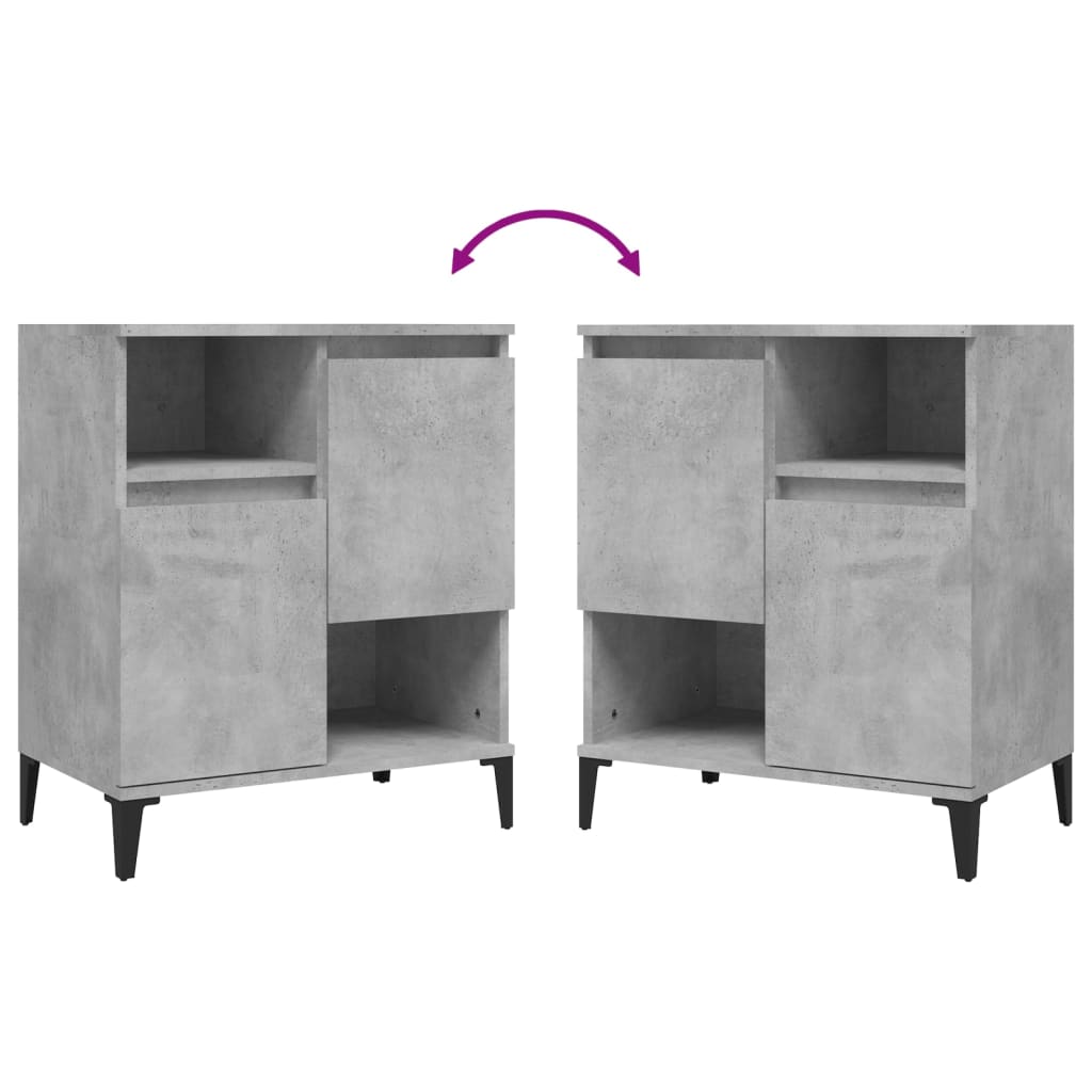 vidaXL Buffets 3 pcs gris béton 60x35x70 cm bois d'ingénierie