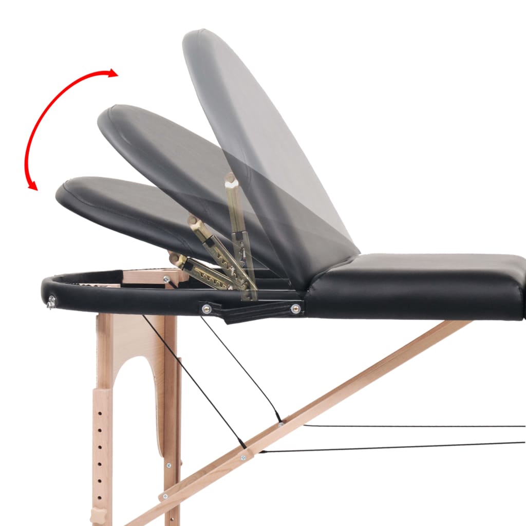 vidaXL Table de massage pliable 4 cm d'épaisseur et 2 traversins Noir
