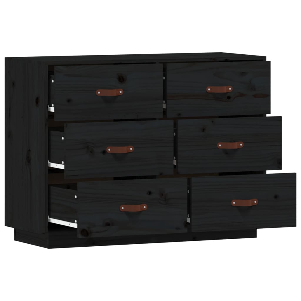 vidaXL Buffet Noir 100x40x75 cm Bois massif de pin