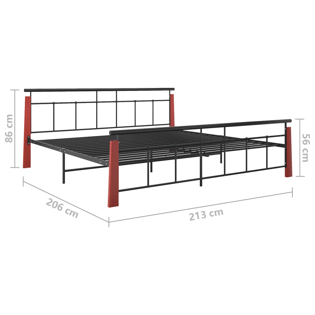 vidaXL Cadre de lit sans matelas métal bois de chêne massif 200x200 cm