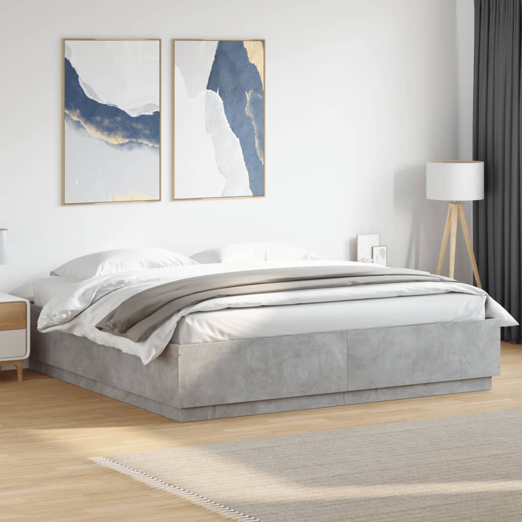 vidaXL Cadre de lit sans matelas gris béton 180x200 cm