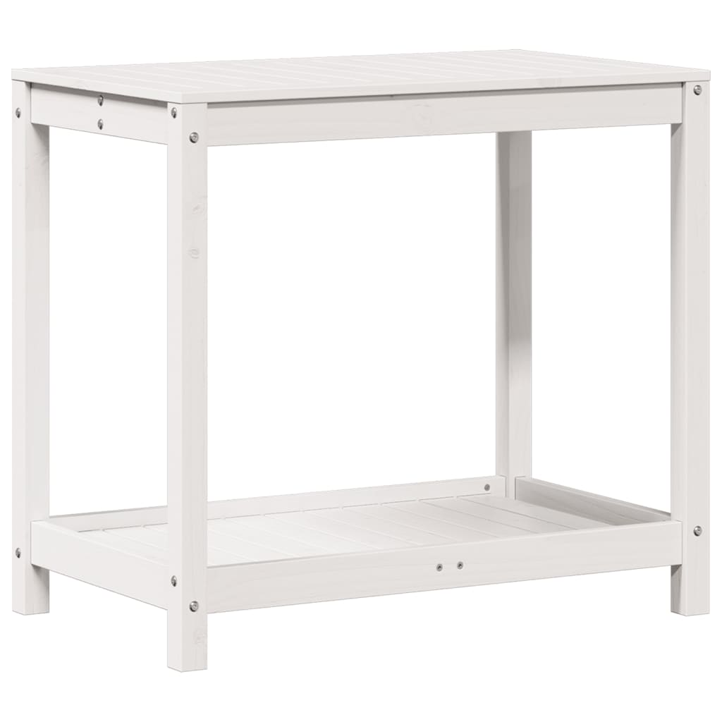 vidaXL Table de rempotage avec étagère blanc 82,5x50x75 cm massif pin