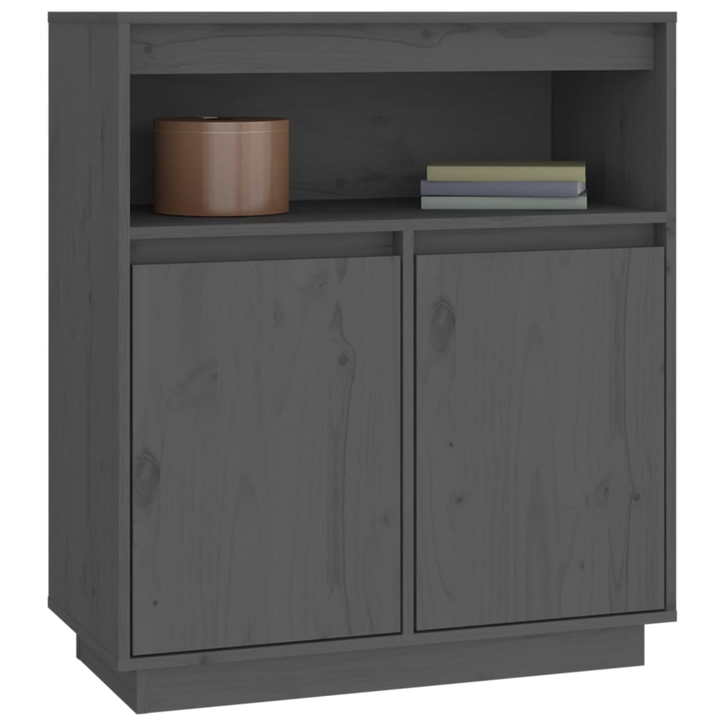 vidaXL Buffet Gris 70x34x80 cm Bois massif de pin