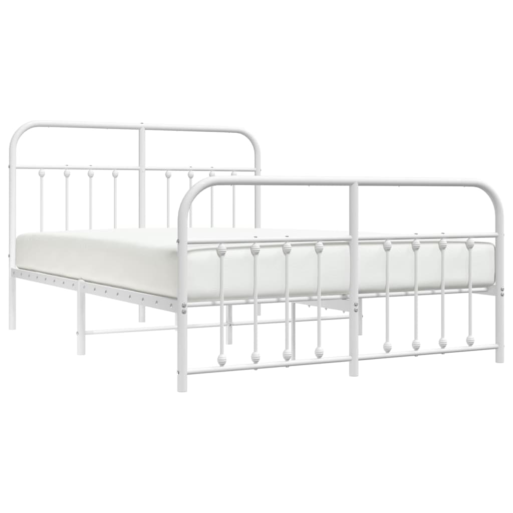 vidaXL Cadre de lit métal sans matelas et pied de lit blanc 150x200 cm