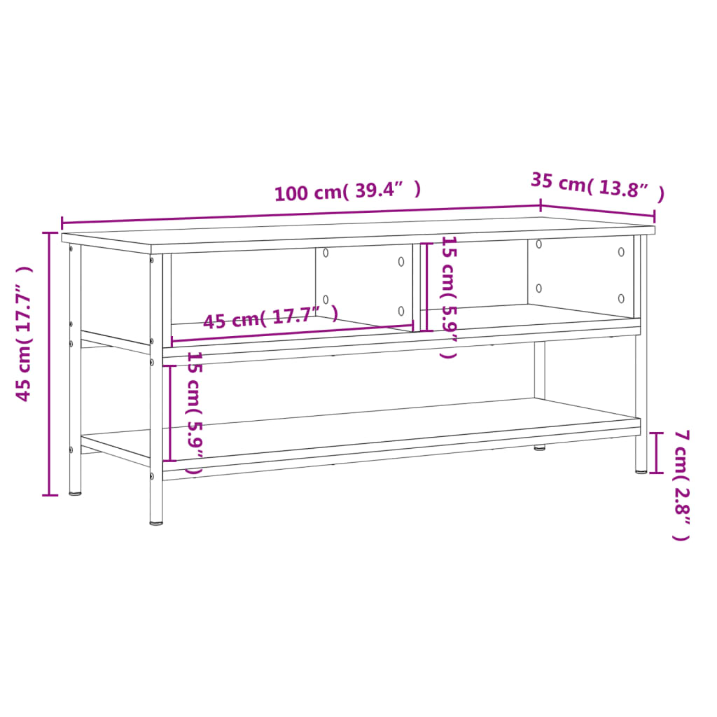 vidaXL Meuble TV chêne sonoma 100x35x45 cm bois d'ingénierie