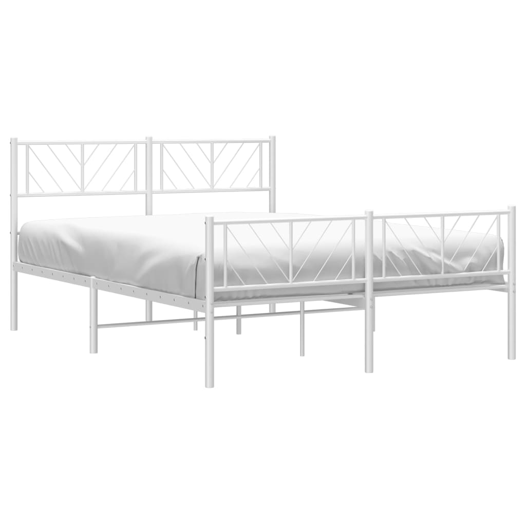 vidaXL Cadre de lit métal sans matelas et pied de lit blanc 150x200 cm