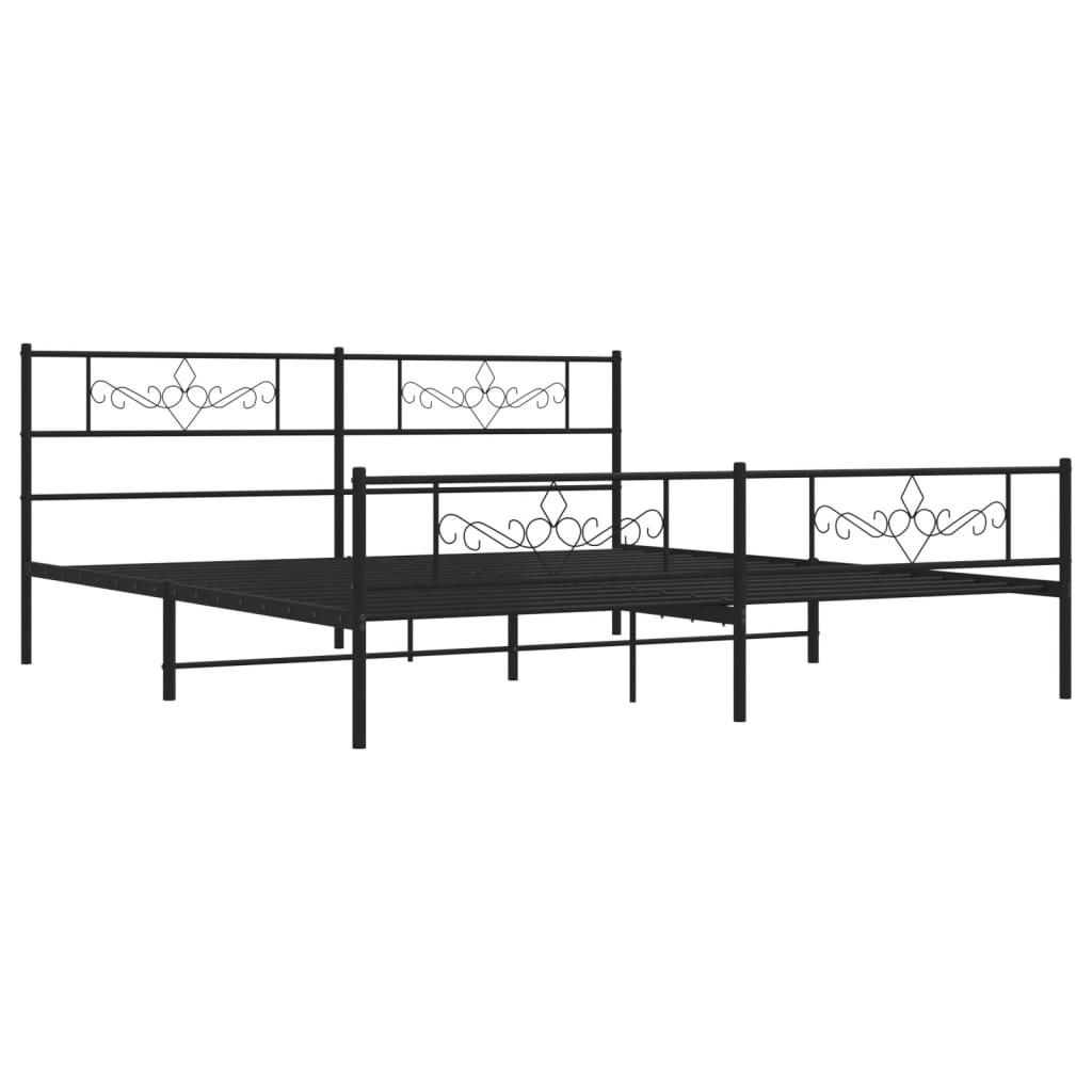 vidaXL Cadre de lit métal sans matelas avec pied de lit noir 193x203cm