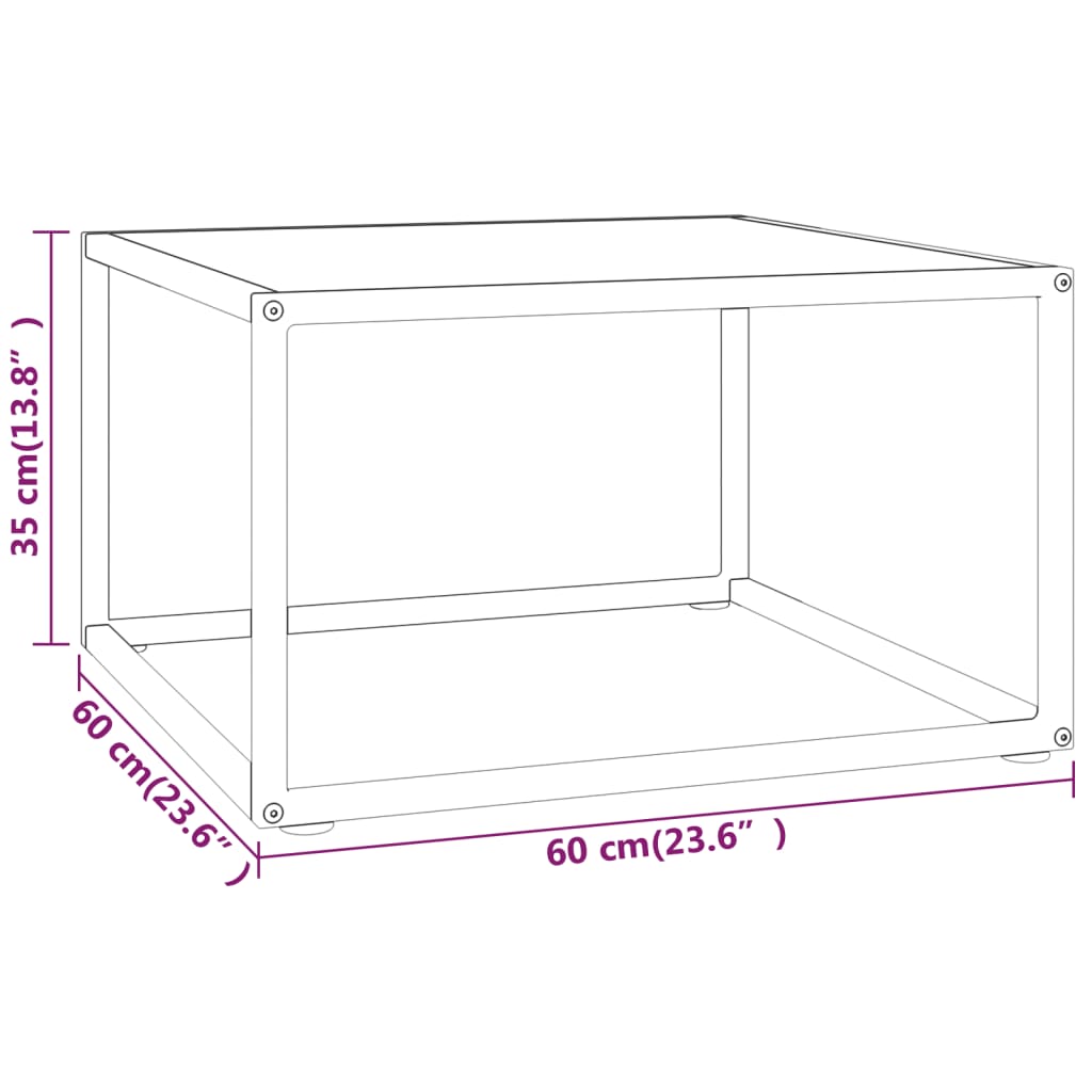 vidaXL Table basse Noir avec verre marbre blanc 60x60x35 cm