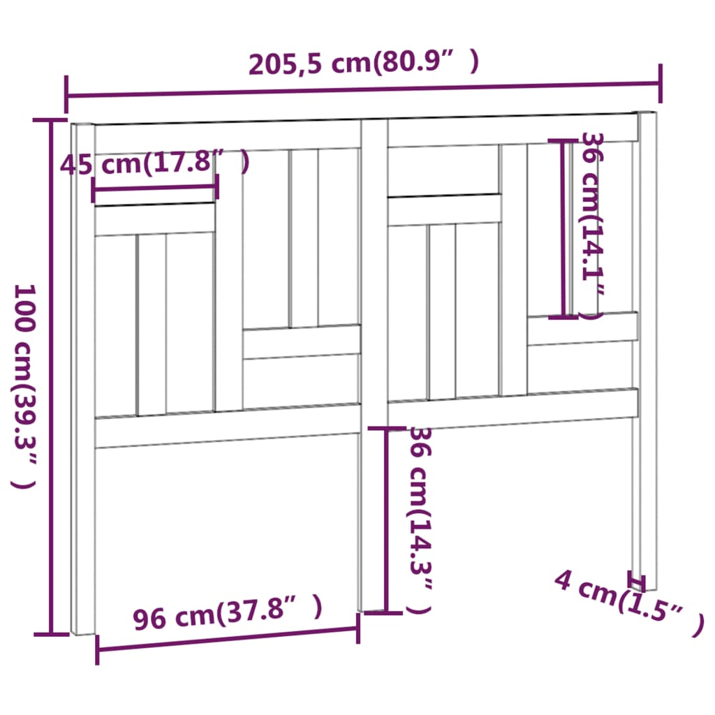 vidaXL Tête de lit Marron miel 205,5x4x100 cm Bois massif de pin