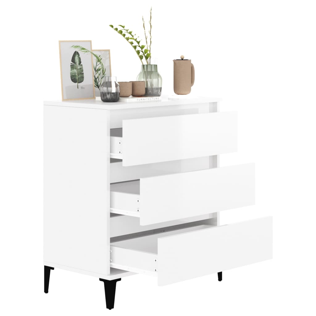 vidaXL Buffet Blanc brillant 60x35x70 cm Bois d'ingénierie