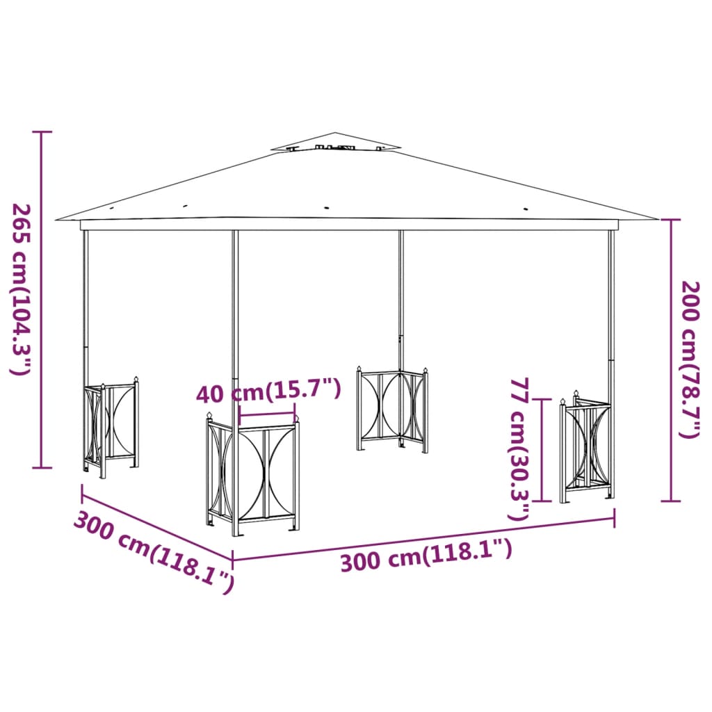 vidaXL Tonnelle avec parois et toit double 3x3 m Anthracite