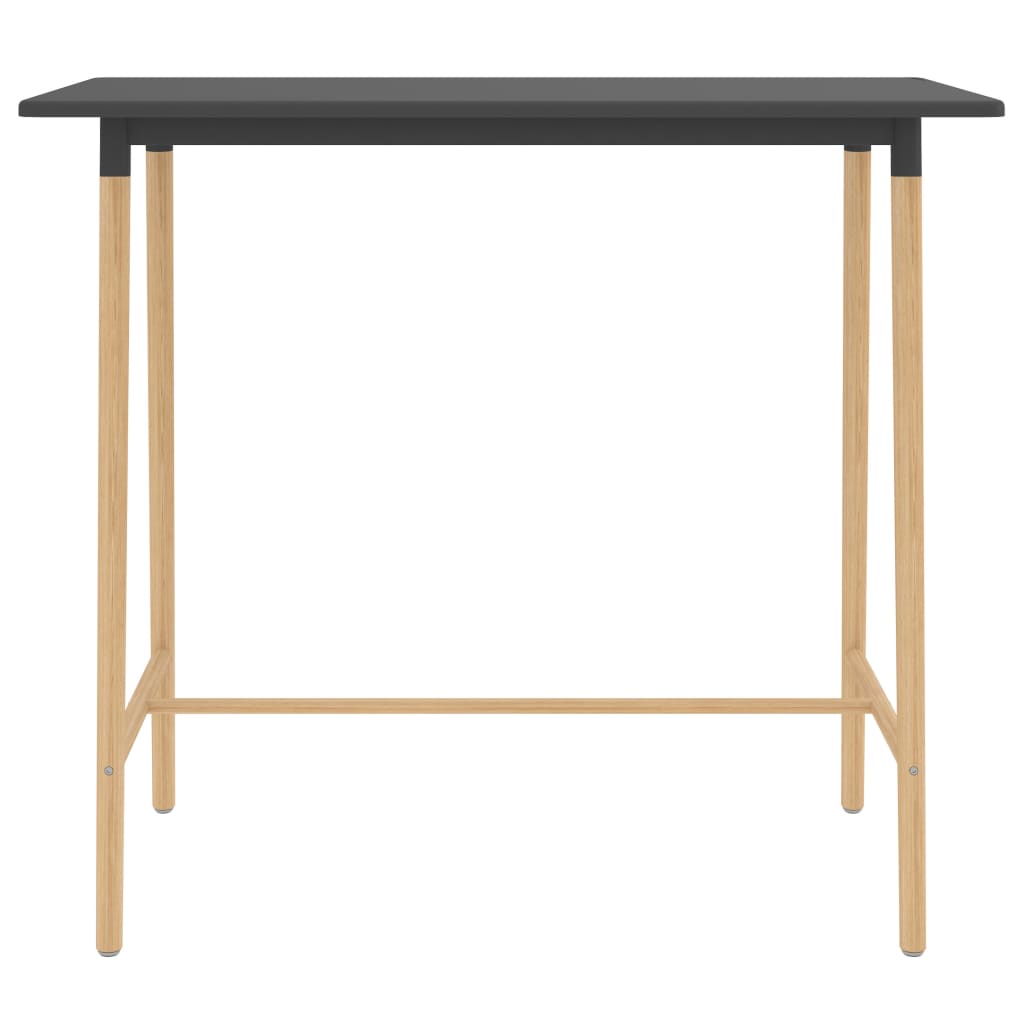vidaXL Table de bar Gris 120x60x105 cm MDF et bois de hêtre massif
