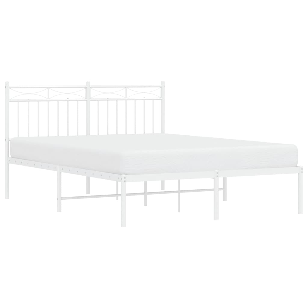 vidaXL Cadre de lit métal sans matelas et tête de lit blanc 135x190 cm