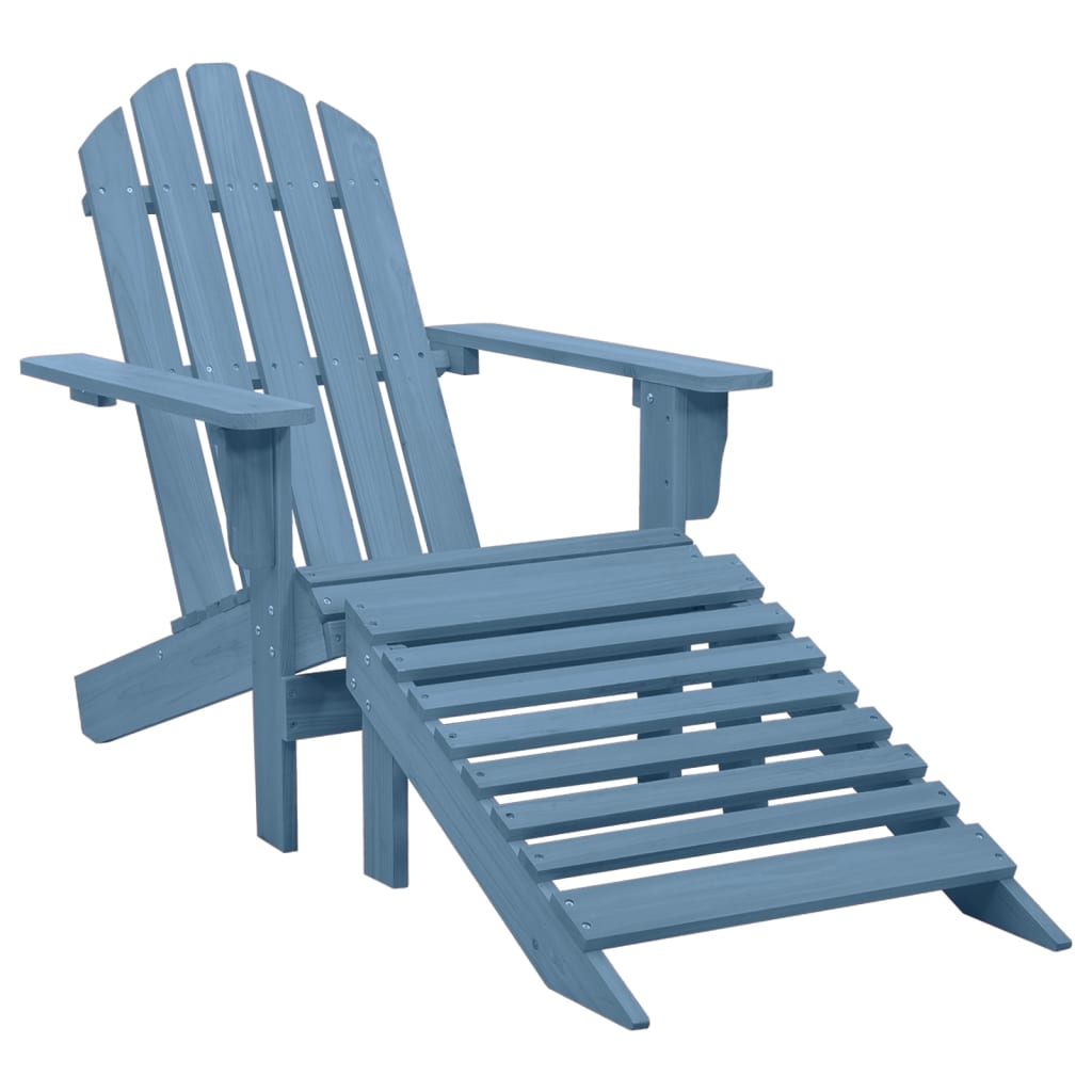 vidaXL Chaise de jardin Adirondack avec pouf bois de sapin solide bleu