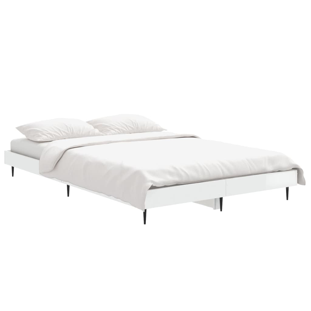 vidaXL Cadre de lit sans matelas blanc brillant 120x190 cm