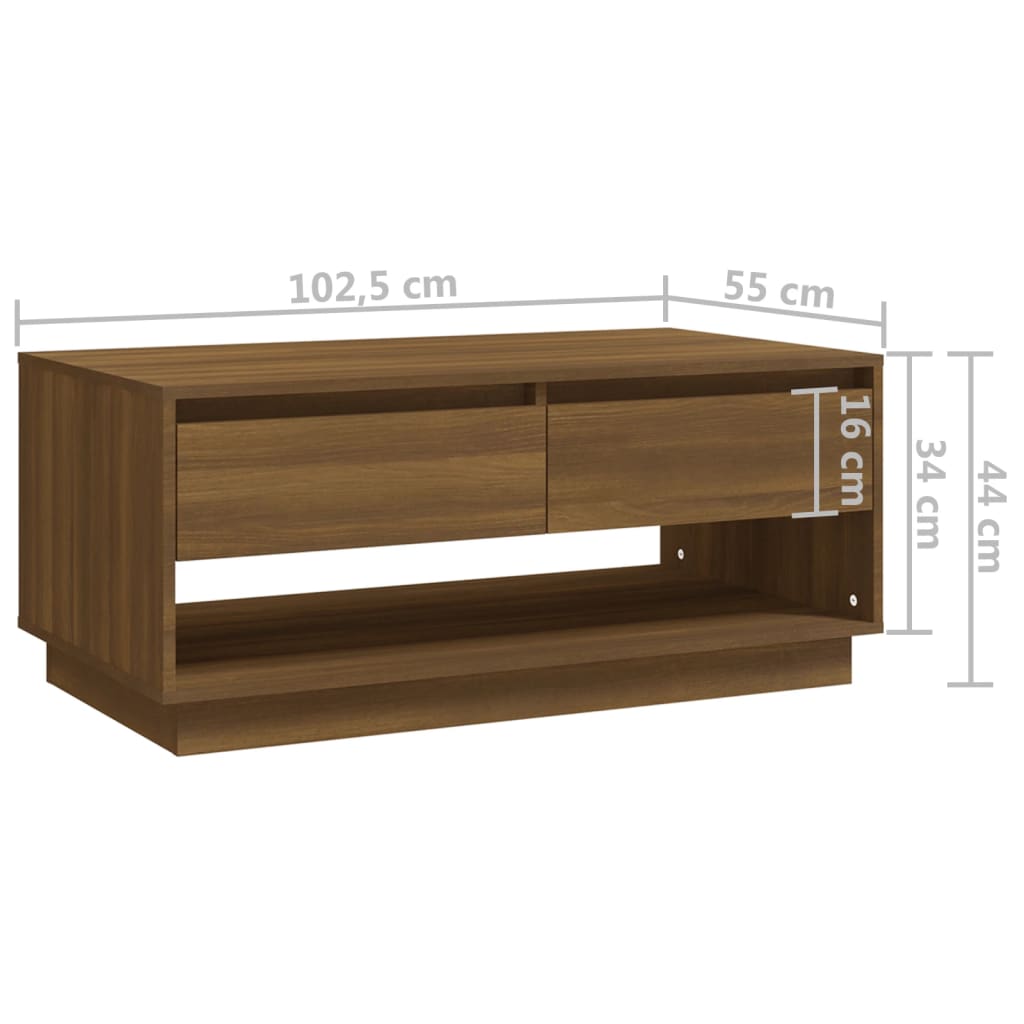 vidaXL Table basse Chêne marron 102,5x55x44 cm Bois d'ingénierie