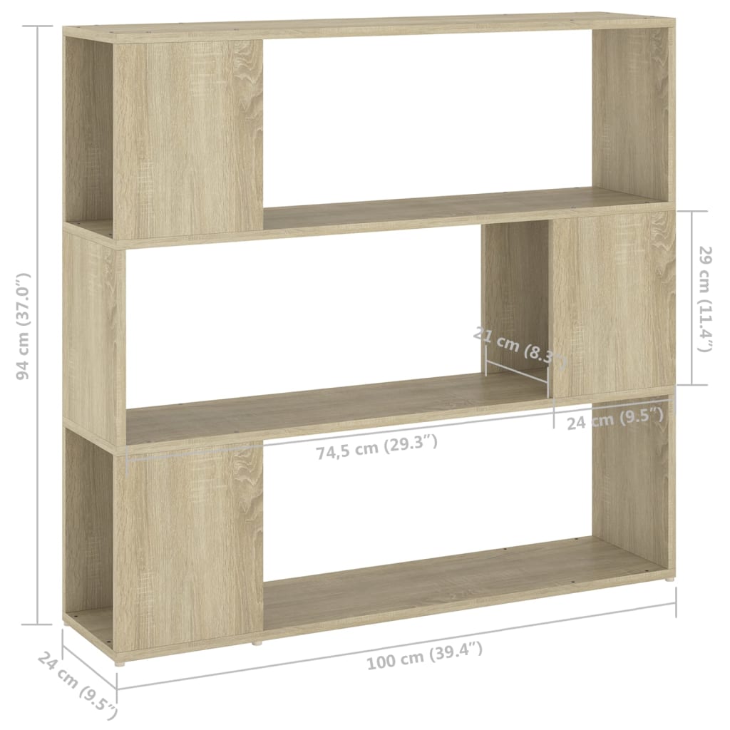 vidaXL Bibliothèque/Séparateur de pièce Chêne sonoma 100x24x94 cm