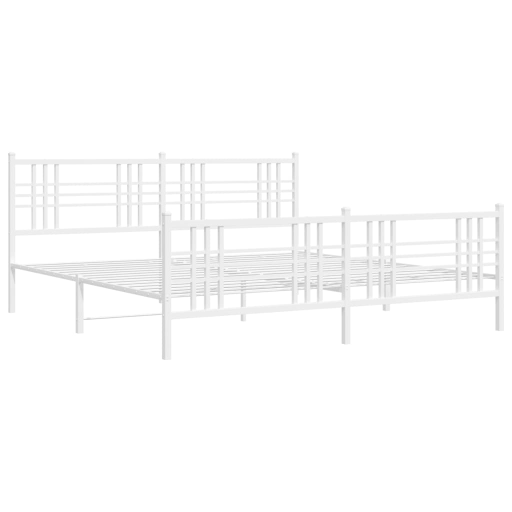 vidaXL Cadre de lit métal sans matelas et pied de lit blanc 180x200 cm