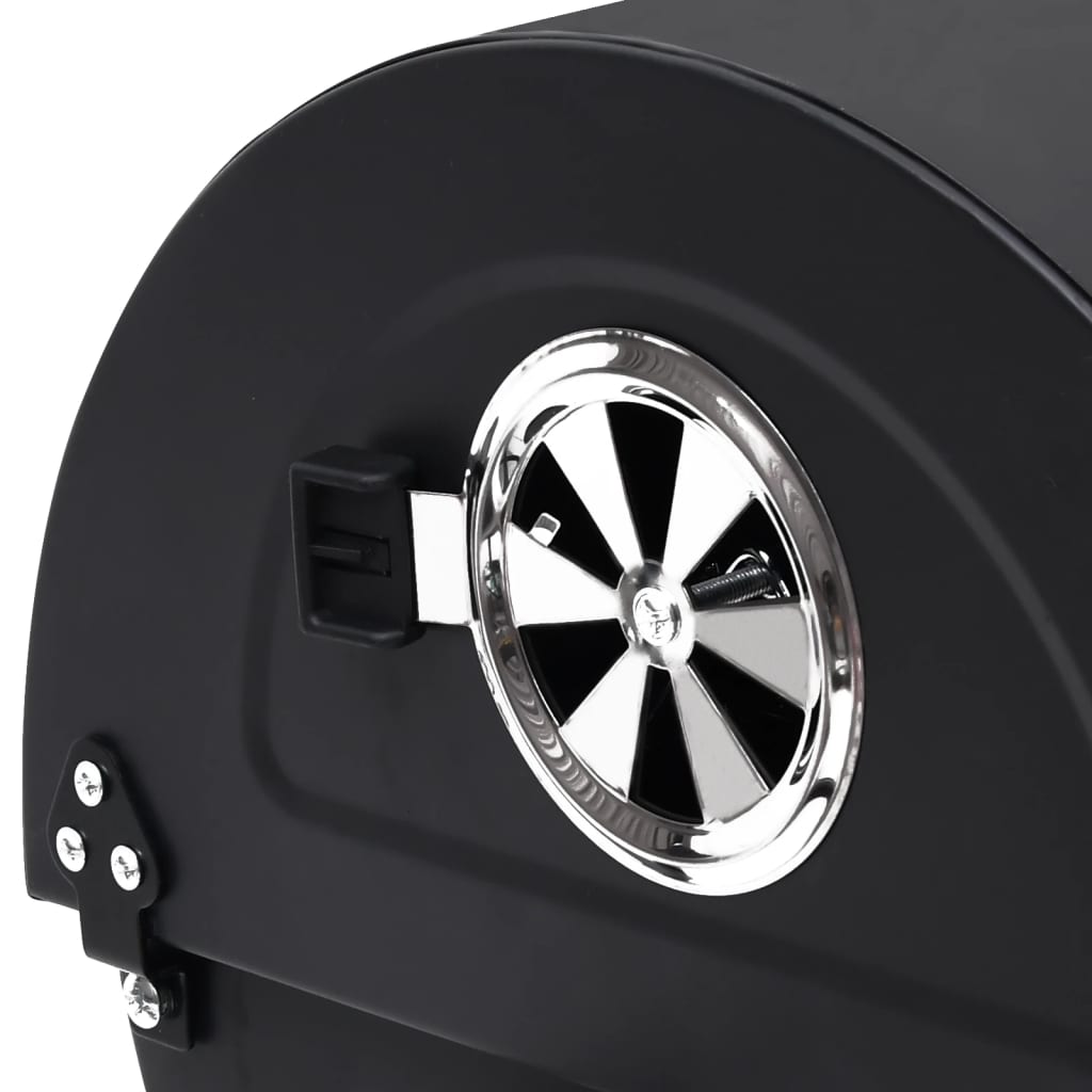 vidaXL Gril à baril avec roues et étagères Noir Acier 115x85x95 cm