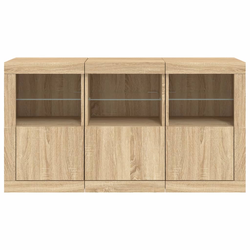 vidaXL Buffet avec lumières LED chêne sonoma 123x37x67 cm