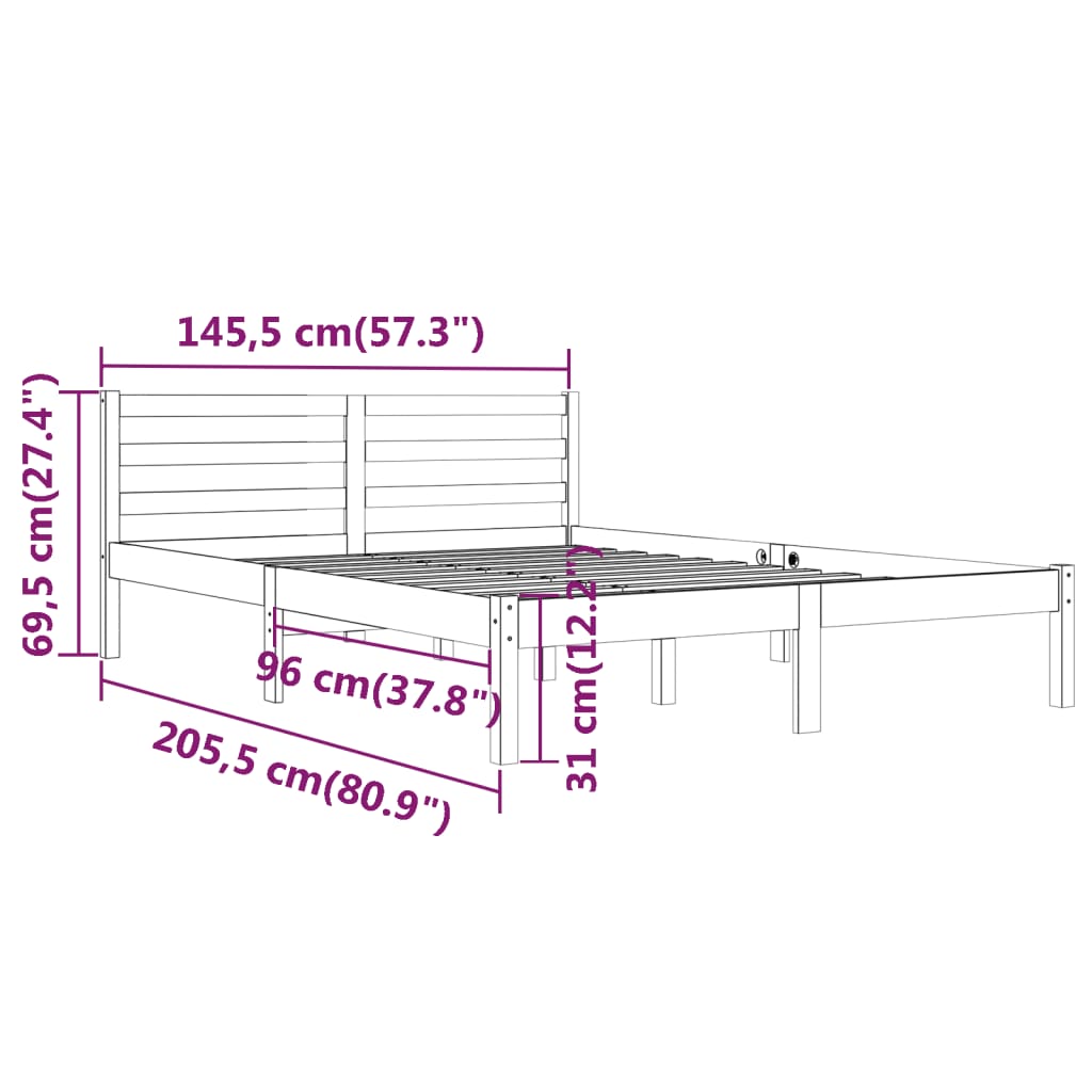 vidaXL Cadre de lit sans matelas bois massif de pin 140x200 cm