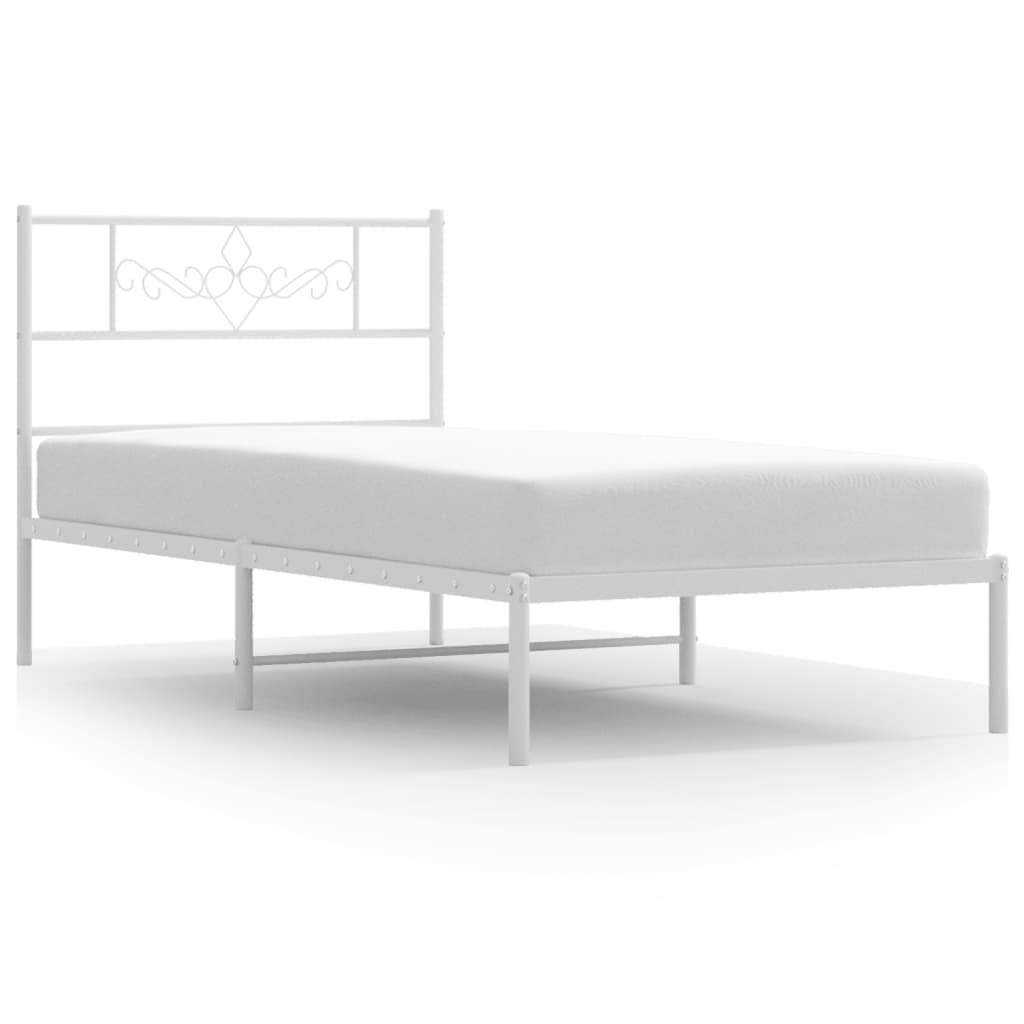 vidaXL Cadre de lit métal sans matelas et tête de lit blanc 100x190 cm