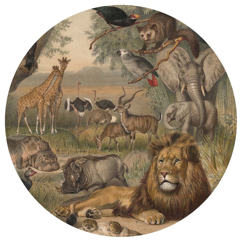 WallArt Papier peint cercle Animals of Africa 190 cm