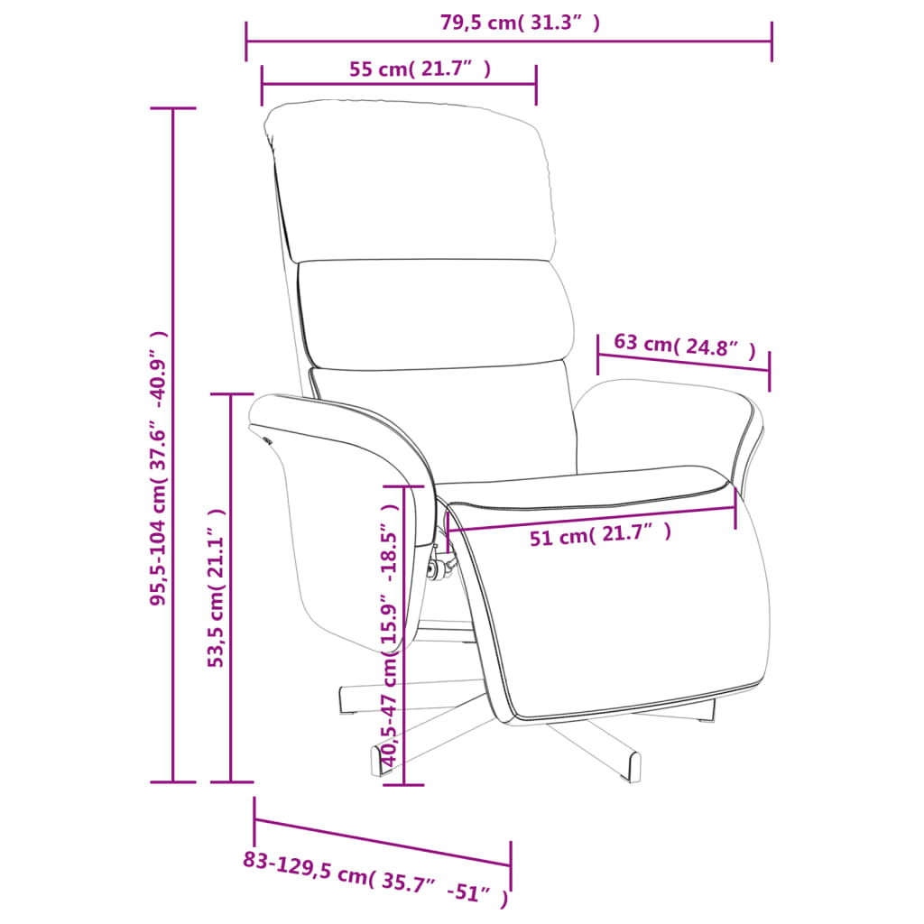 vidaXL Fauteuil inclinable avec repose-pieds marron tissu