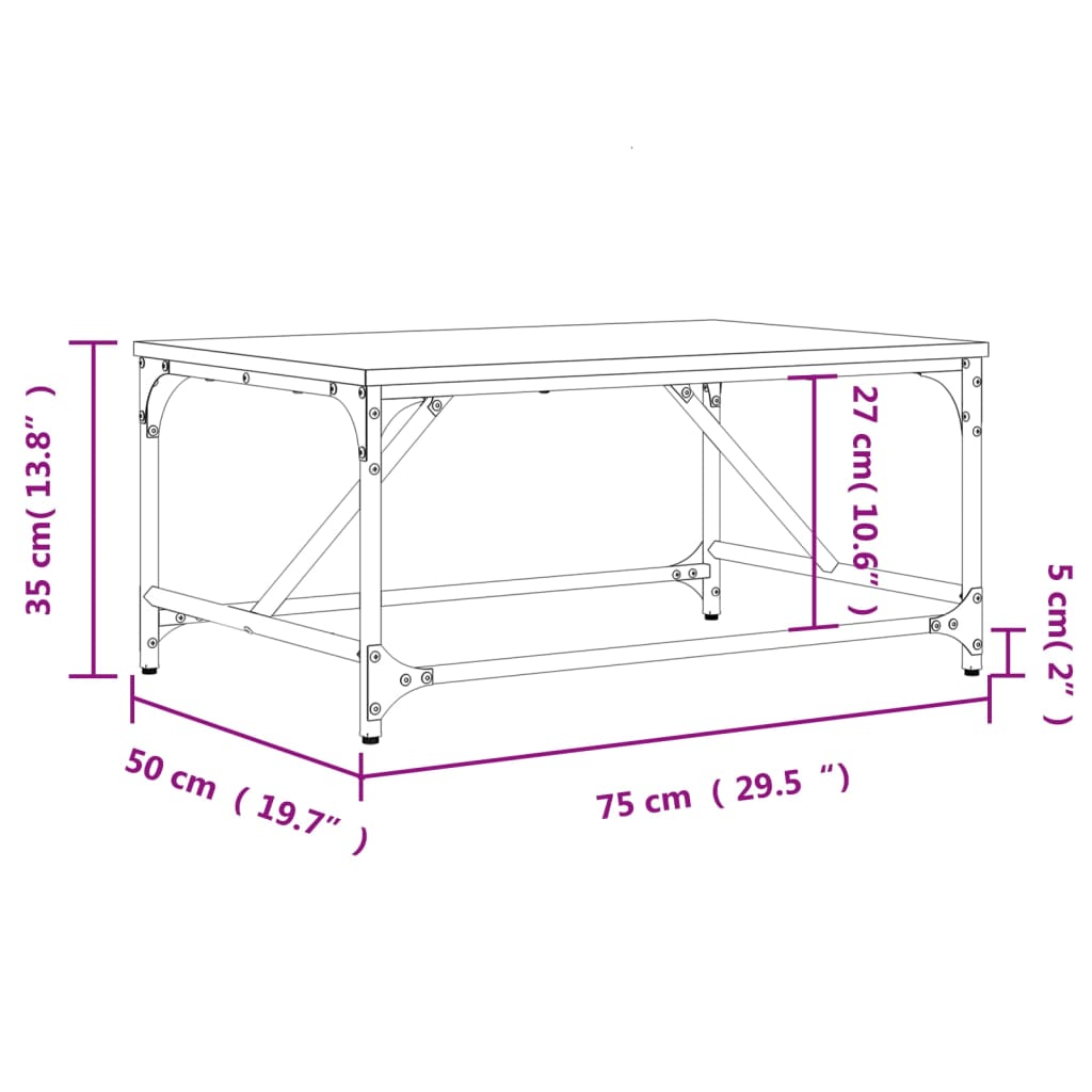 vidaXL Table basse noir 75x50x35 cm bois d'ingénierie