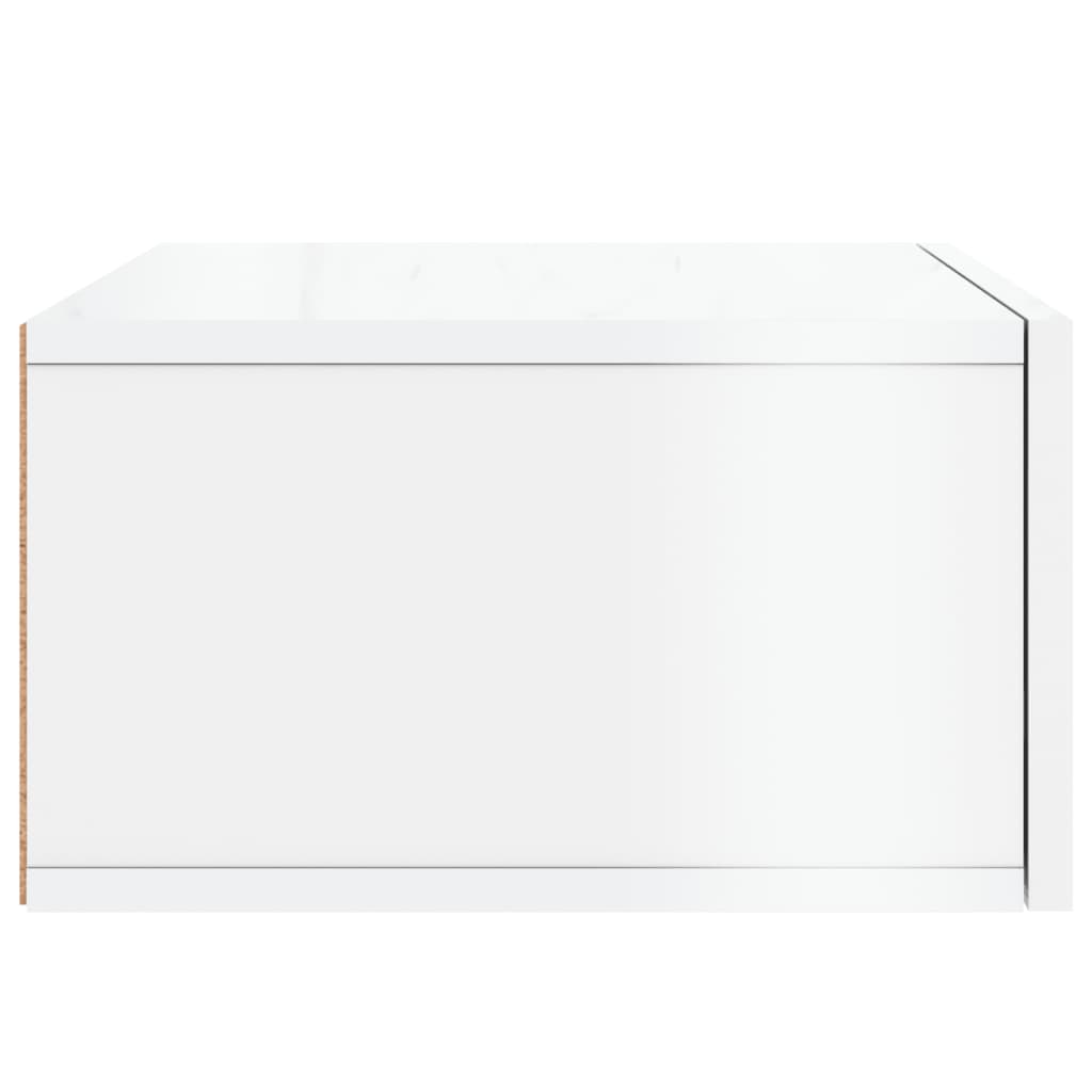 vidaXL Table de chevet murale blanc brillant 35x35x20 cm