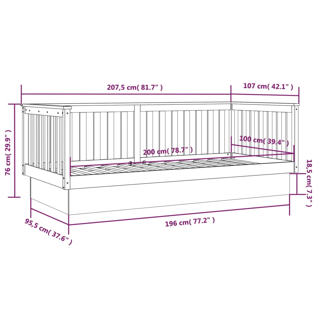 vidaXL Lit de jour sans matelas blanc 100x200 cm bois de pin massif