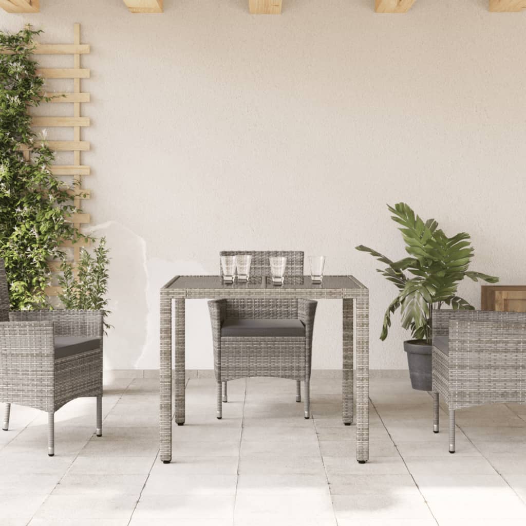 vidaXL Table de jardin Gris 90x90x75 cm Résine tressée