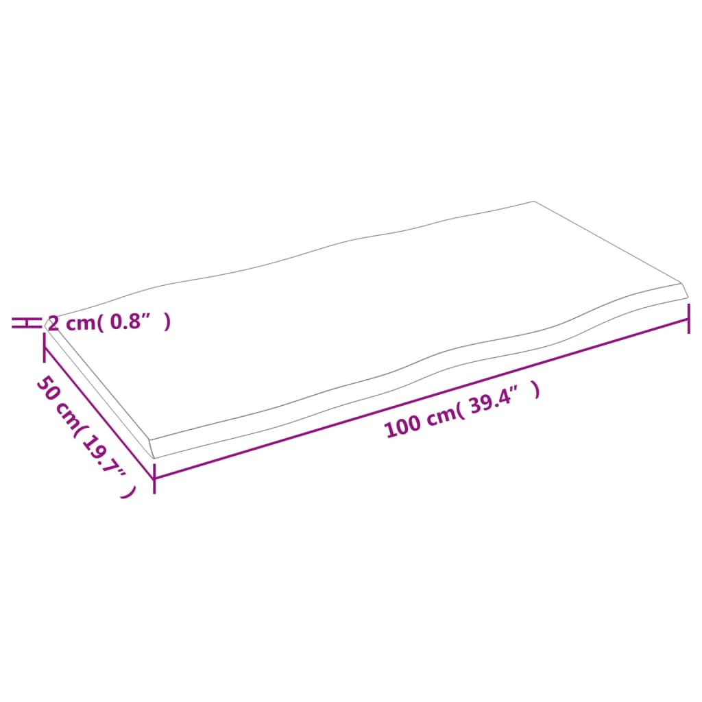 vidaXL Dessus de table bois chêne massif traité bordure assortie