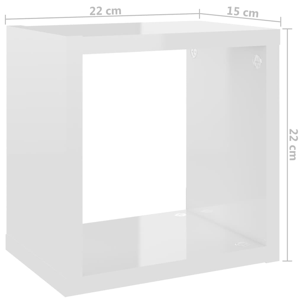 vidaXL Étagères cube murales 6 pcs Blanc brillant 22x15x22 cm