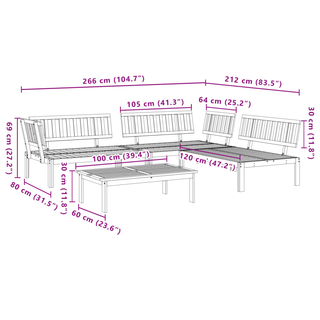 vidaXL Salon palette de jardin 4 pcs bois d'acacia massif