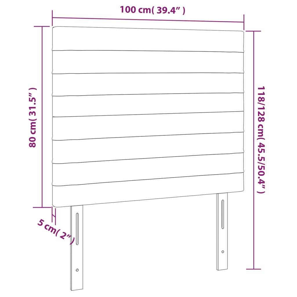 vidaXL Tête de lit à LED Noir 100x5x118/128 cm Velours