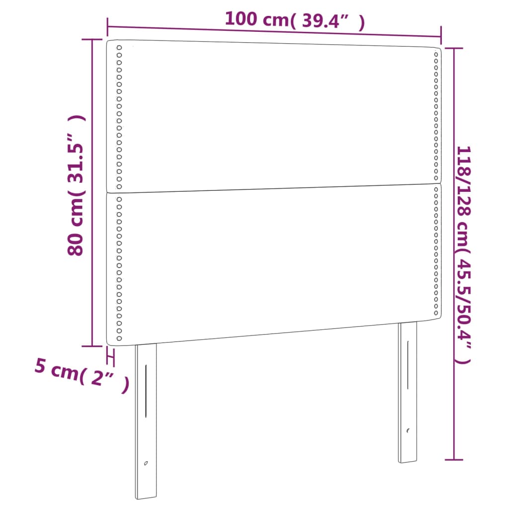 vidaXL Tête de lit à LED Vert foncé 100x5x118/128 cm Velours