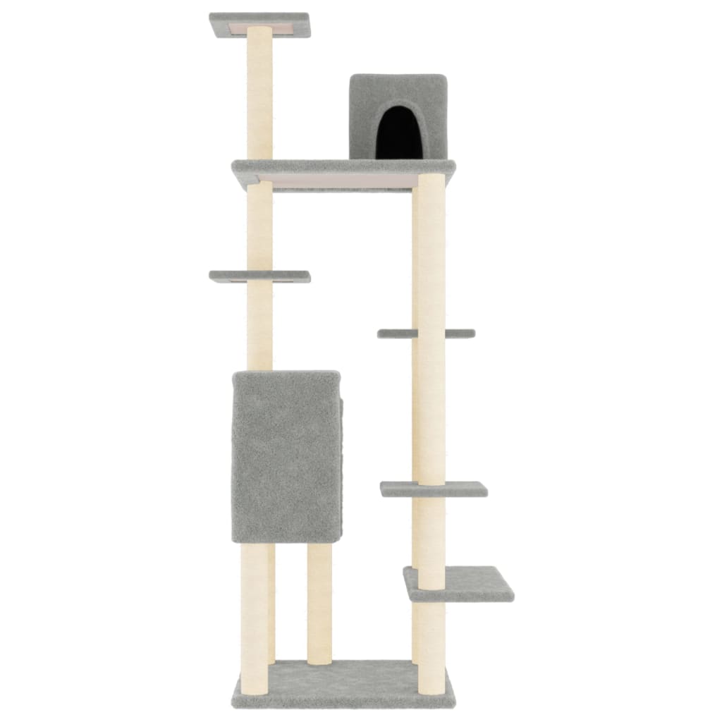 vidaXL Arbre à chat avec griffoirs en sisal Gris clair 154 cm