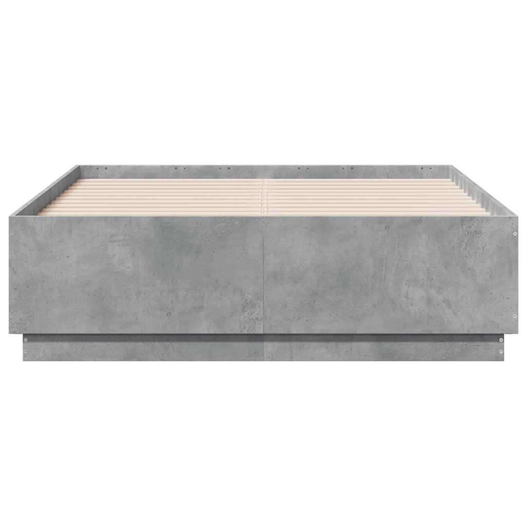 vidaXL Cadre de lit avec LED sans matelas gris béton 140x190 cm