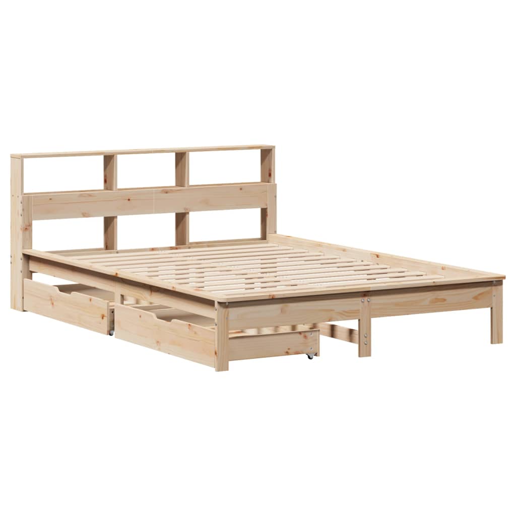 vidaXL Lit bibliothèque sans matelas 140x190 cm bois de pin massif