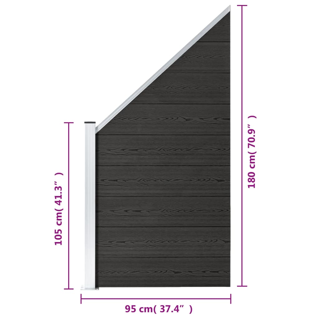 vidaXL Panneau de clôture WPC 95x(105-180) cm Gris