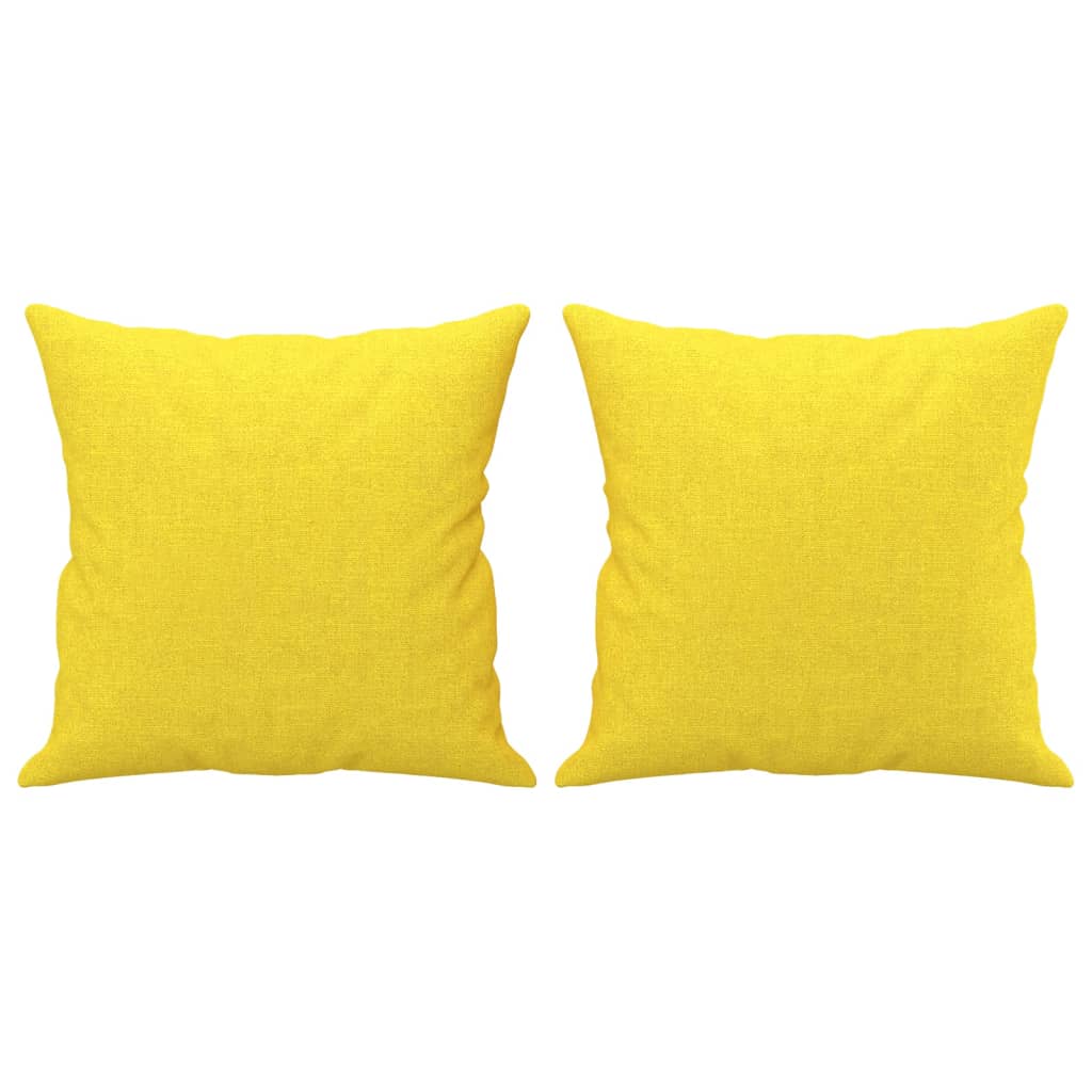 vidaXL Canapé 2 places avec oreillers jaune clair 140 cm tissu