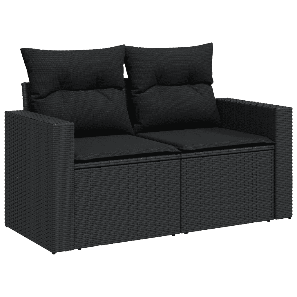 vidaXL Salon de jardin 5 pcs avec coussins noir résine tressée