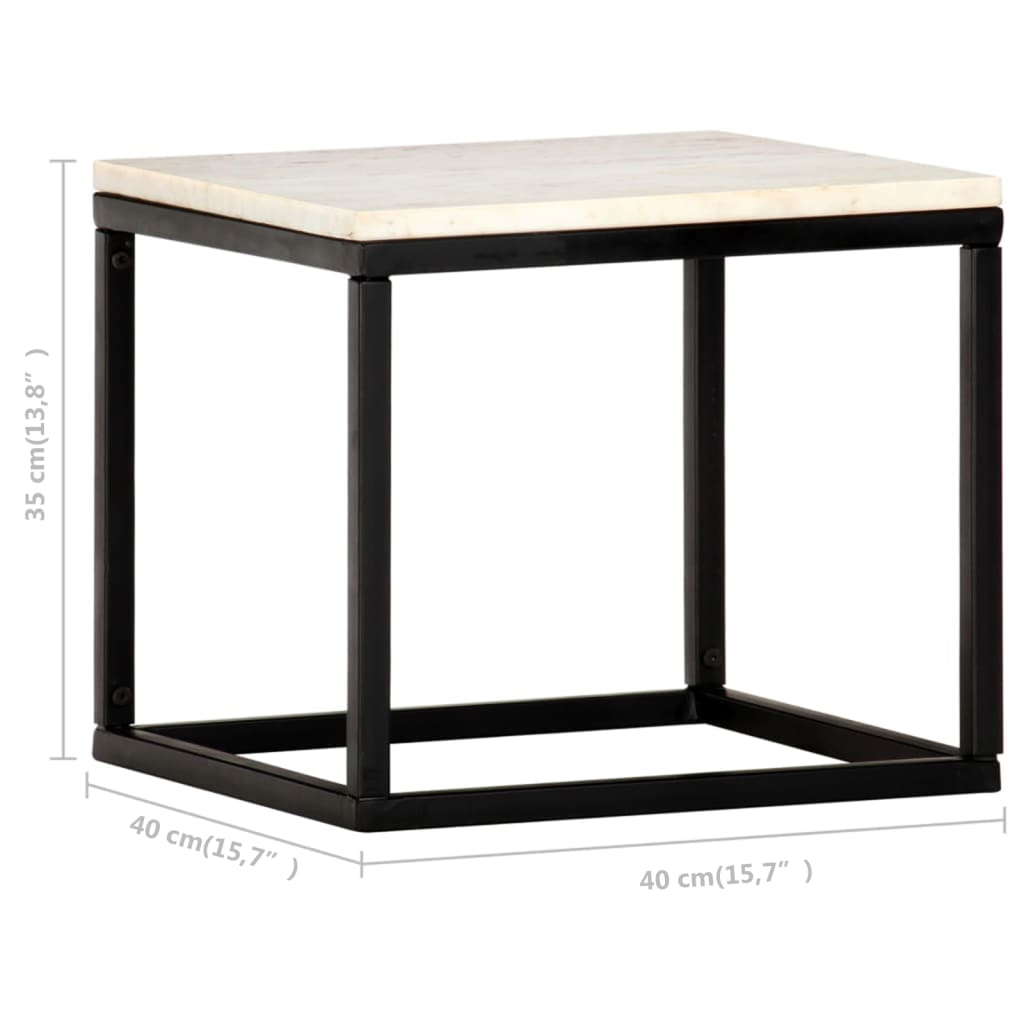 vidaXL Table basse Blanc 40x40x35 cm Pierre véritable texture marbre