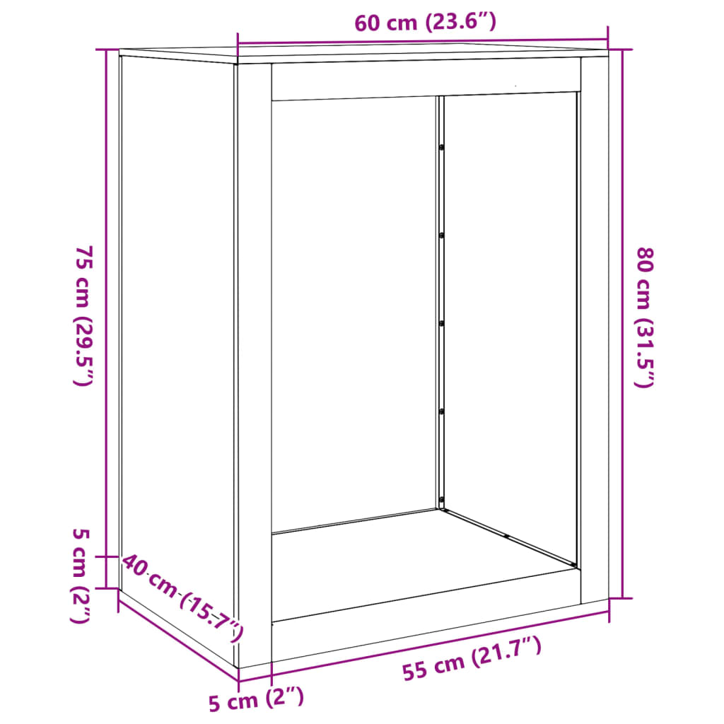 vidaXL Portant de bois de chauffage anthracite 60x40x80 cm acier