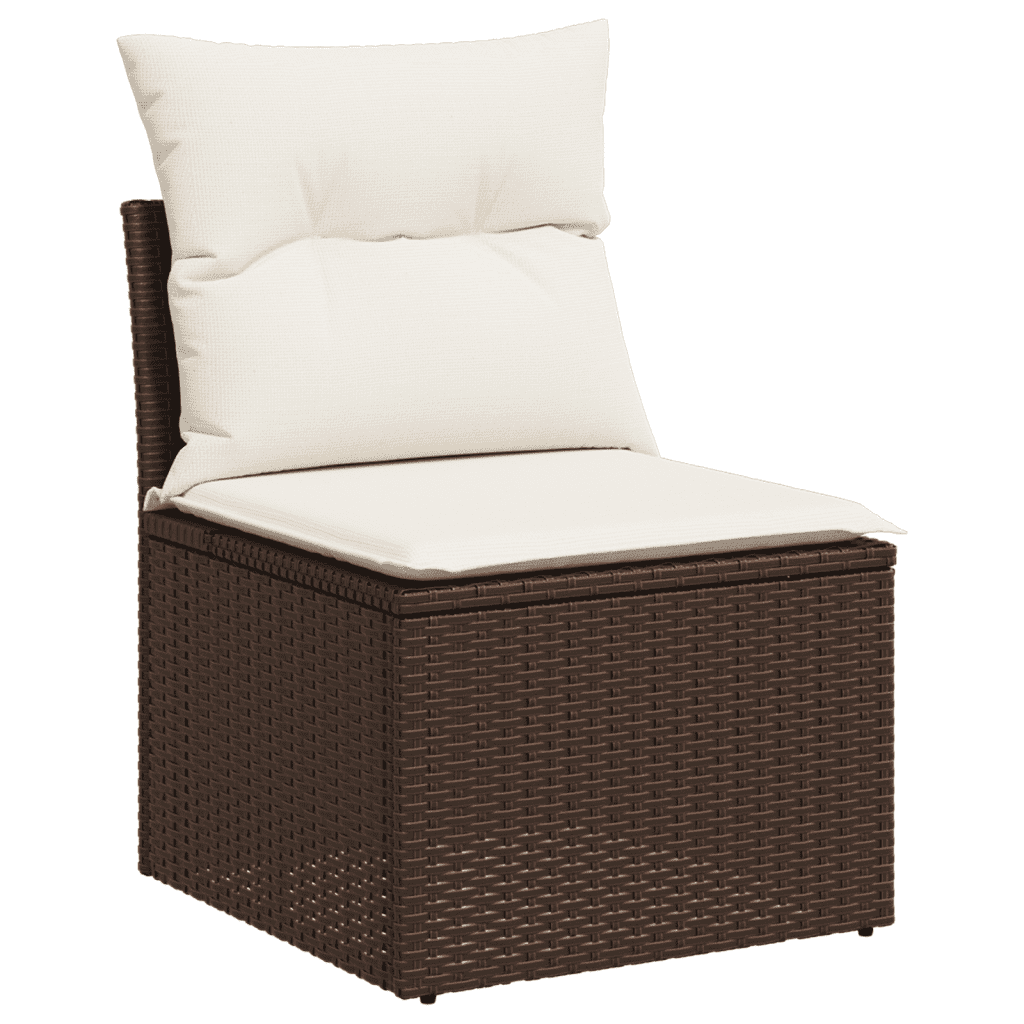 vidaXL Salon de jardin avec coussins 7 pcs marron résine tressée