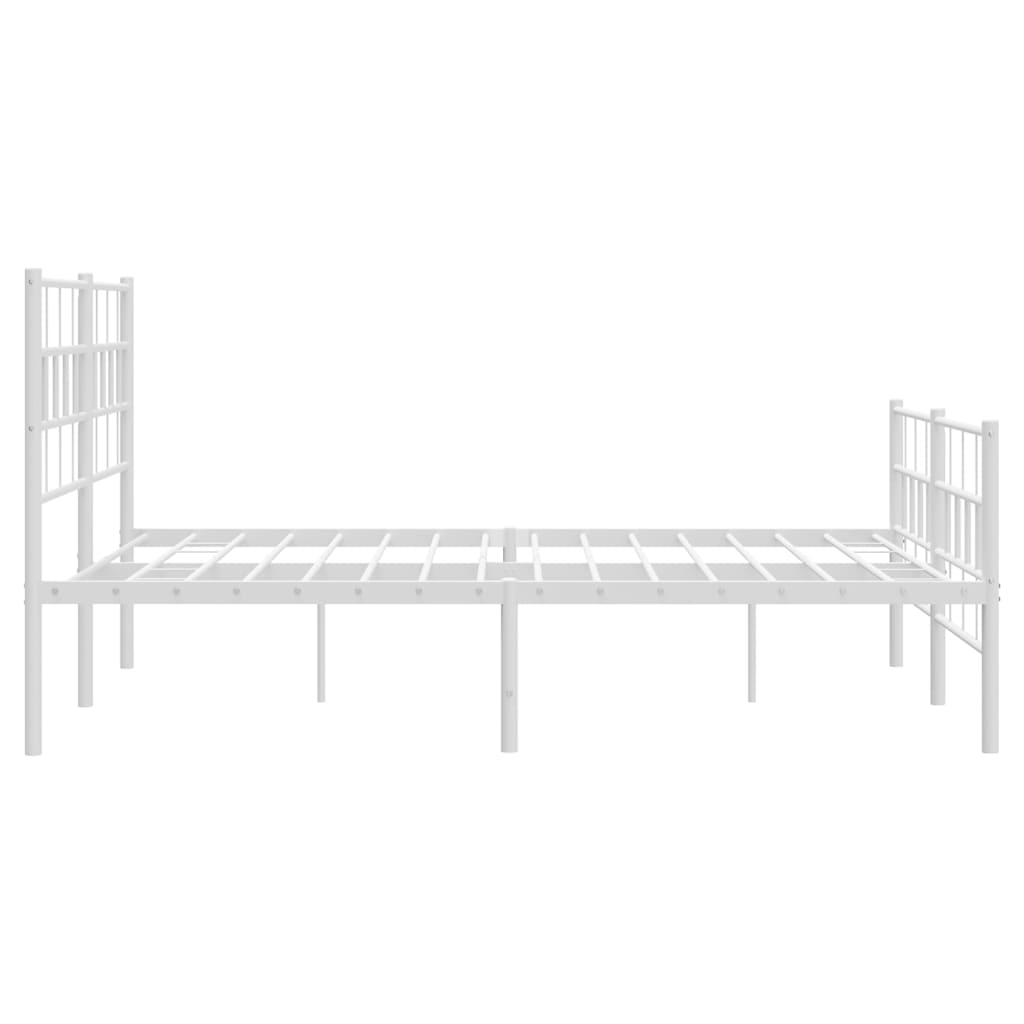 vidaXL Cadre de lit métal sans matelas et pied de lit blanc 150x200 cm