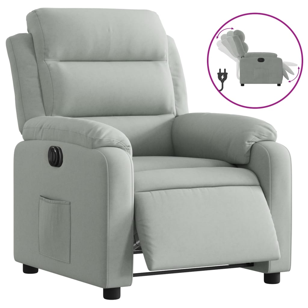 vidaXL Fauteuil inclinable électrique gris clair velours